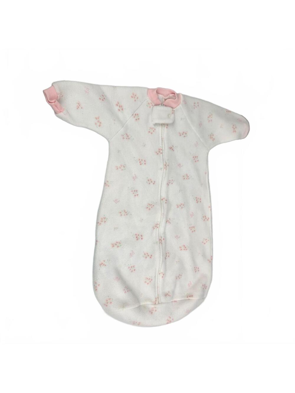 Vintage Baby Dior White Pink Baby Girl Clothes Sack Sleeper Pajamas 0-3-6 M 90s